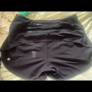 Lululemon black speed up shorts size 6